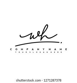 W H Initial handwriting logo vector