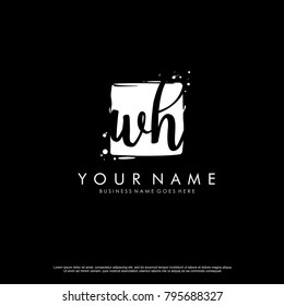 W H initial square logo template vector