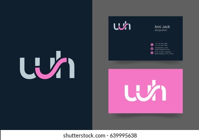 W H joint letter logo with business card template