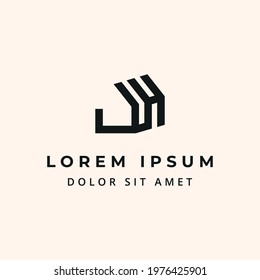 W and H letter house simple modern logo icon design