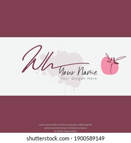  W H WH Initial letter handwriting and signature logo. Beauty vector initial logo .Fashion, boutique, floral and botanical