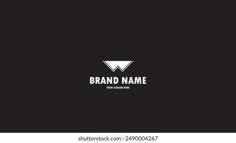 W o medio diamante monograma logo diseño de Vector, logotipo de icono adecuado para la idea de su negocio de marca aislado en negro, diseño moderno creativo