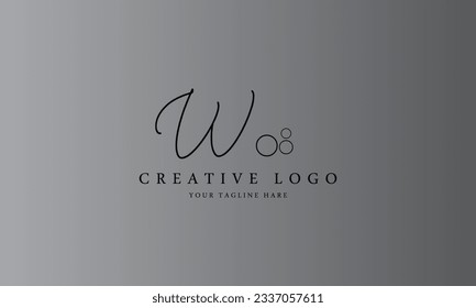W escritura a mano negro simple estilo creativo diseño de logotipo con fondo degradado 