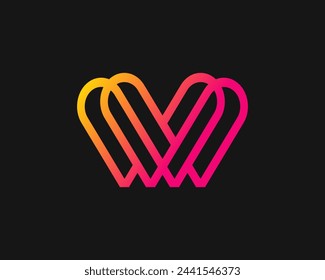 Plantilla de diseño de logotipo W Heart Modern Monogram