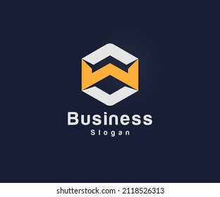 W Hexagon Letter Logo with Hexagon Design and Navy Blue Background.