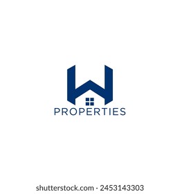 W Home Logo Template. Letter W house real estate property building logo.