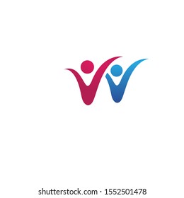 W Human family  character logo sign