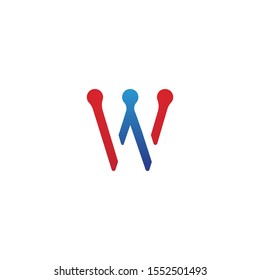 W Human family  character logo sign