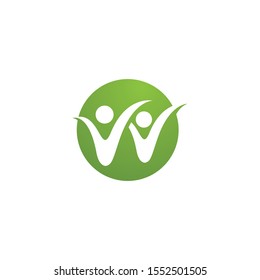 W Human family  character logo sign