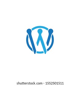 W Human family  character logo sign
