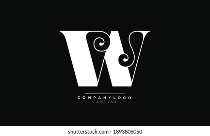 W icon monogram letter text alphabet logo design