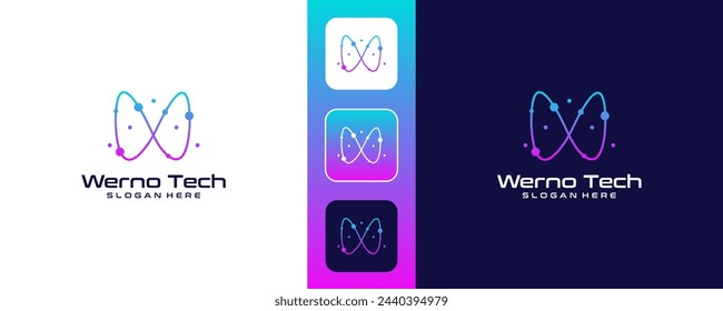 W infinity logo with technology concept