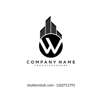 W Initial building logo concept - Vector