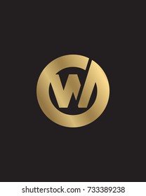 W initial circle company logo gold black background


