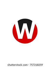 W initial circle company logo black red