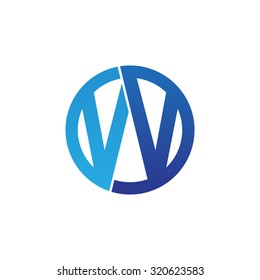 W initial circle company or WO OW logo blue