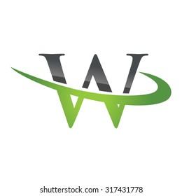 W initial company green swoosh logo