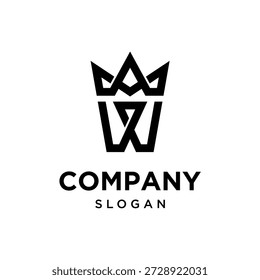 W Initial mit Crown-Logo-Vorlage