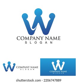 W initial Family care logo and symbol vector