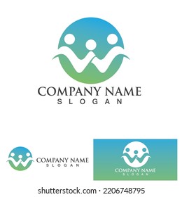 W initial Family care logo and symbol vector