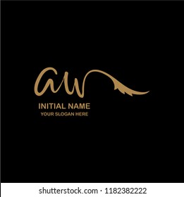 A W Initial Handwriting Logo Template