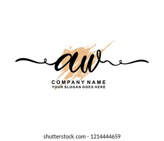 A W Initial Handwriting Logo Template