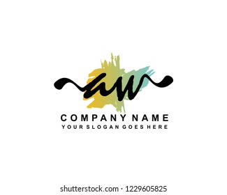 A W Initial Handwriting Logo Template