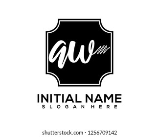 A W Initial Handwriting  Logo Template Vector