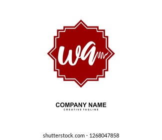 W A Initial Handwriting Logo Template Vector