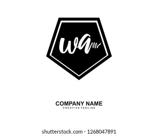 W A Initial Handwriting Logo Template Vector