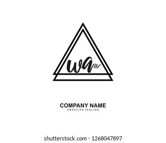 W A Initial Handwriting Logo Template Vector