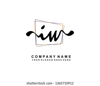 I W Initial Handwriting Logo Template