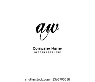 A W Initial Handwriting Logo Template