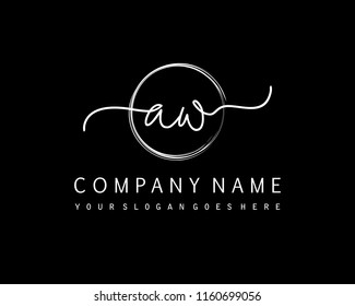 A W Initial handwriting logo vector
