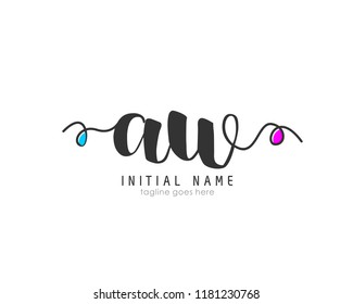 A W Initial handwriting logo vector template