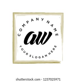 A W Initial handwriting logo vector