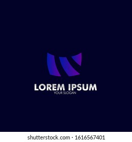 W Initial letter with abstract shape  for business company and multimedia company