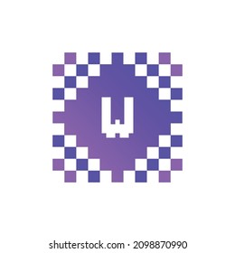 W initial letter alphabet pixel style logo vector design