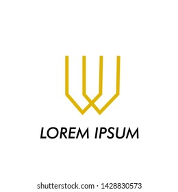 w initial letter for business name logo icon in company
