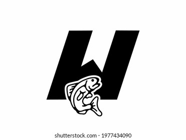 W initial letter with fish design