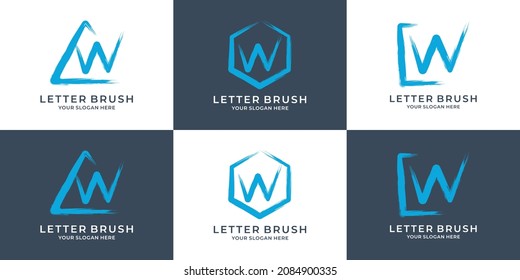 W initial letter ink brush logo for business and brand inspiration logo