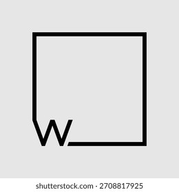 W letra inicial interior quadrado logotipo design