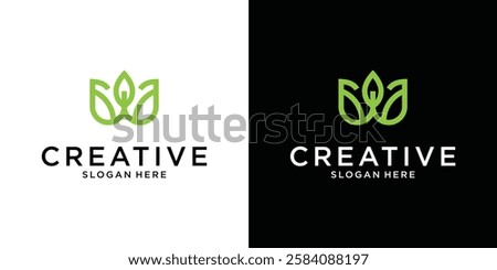 W initial letter logo design vector with leaf.
