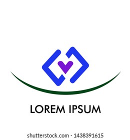 W initial letter and love logo icon for health and care company
