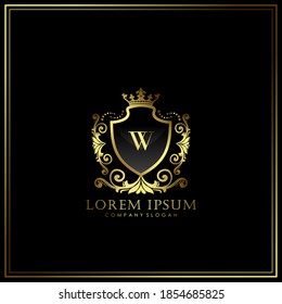 W Initial Letter Luxury Logo template in vector art for Restaurant, Royalty, Boutique, Cafe, Hotel, Heraldic, Jewelry, Fashion and other vector illustration.