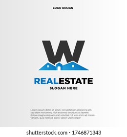 W Initial logo concept with building template vector.