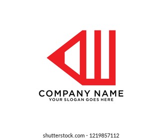 W Initial logo concept with pencil template vector