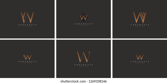 W Initial logo concept, set of logos