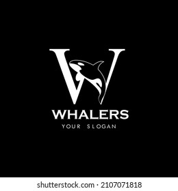 W initial logo design. whalers mascot logo