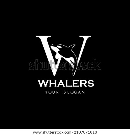 W initial logo design. whalers mascot logo